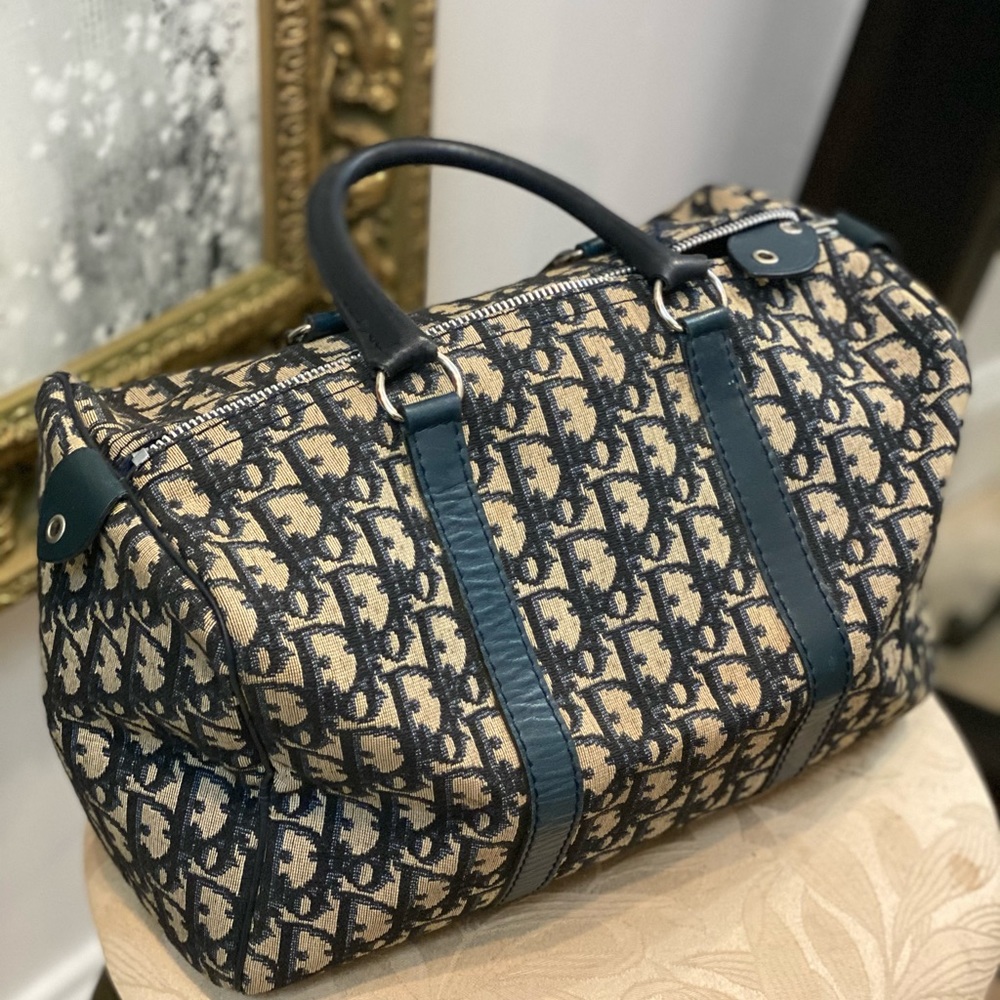 Christian Dior oblique vintage Boston Bag Navy